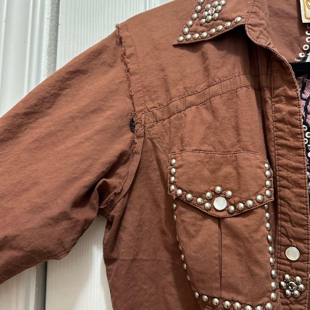 Soul‎ Revival Brown Studded Utility Jacket - Picture 2 of 5